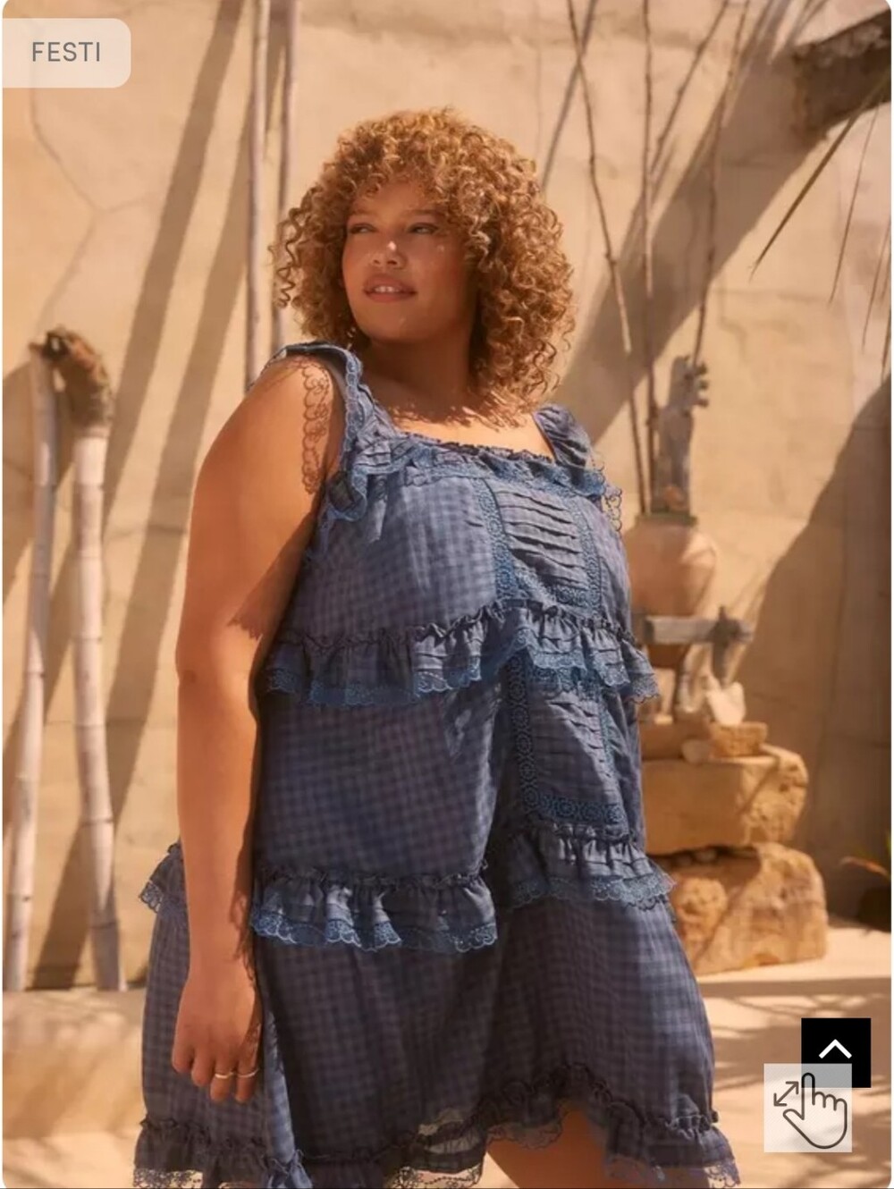 torrid Blue Ruffle Tiered Open-Back Mini Dress - Picture 2 of 5